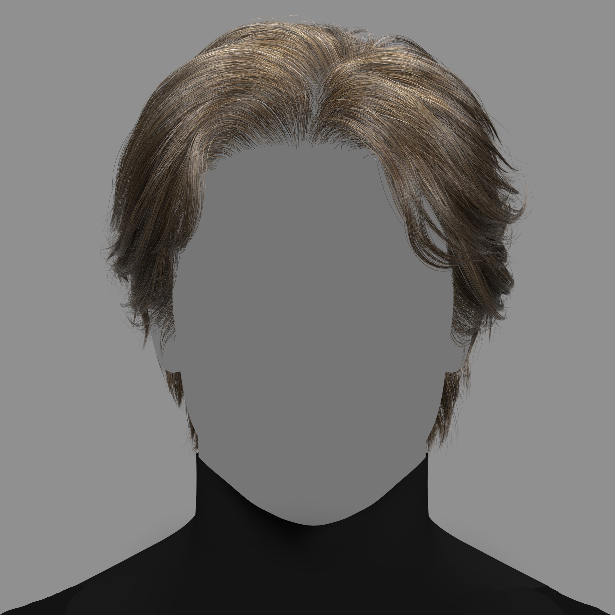 Male Hairstyle XGen maya scene 3D model and FBX 3D model_1