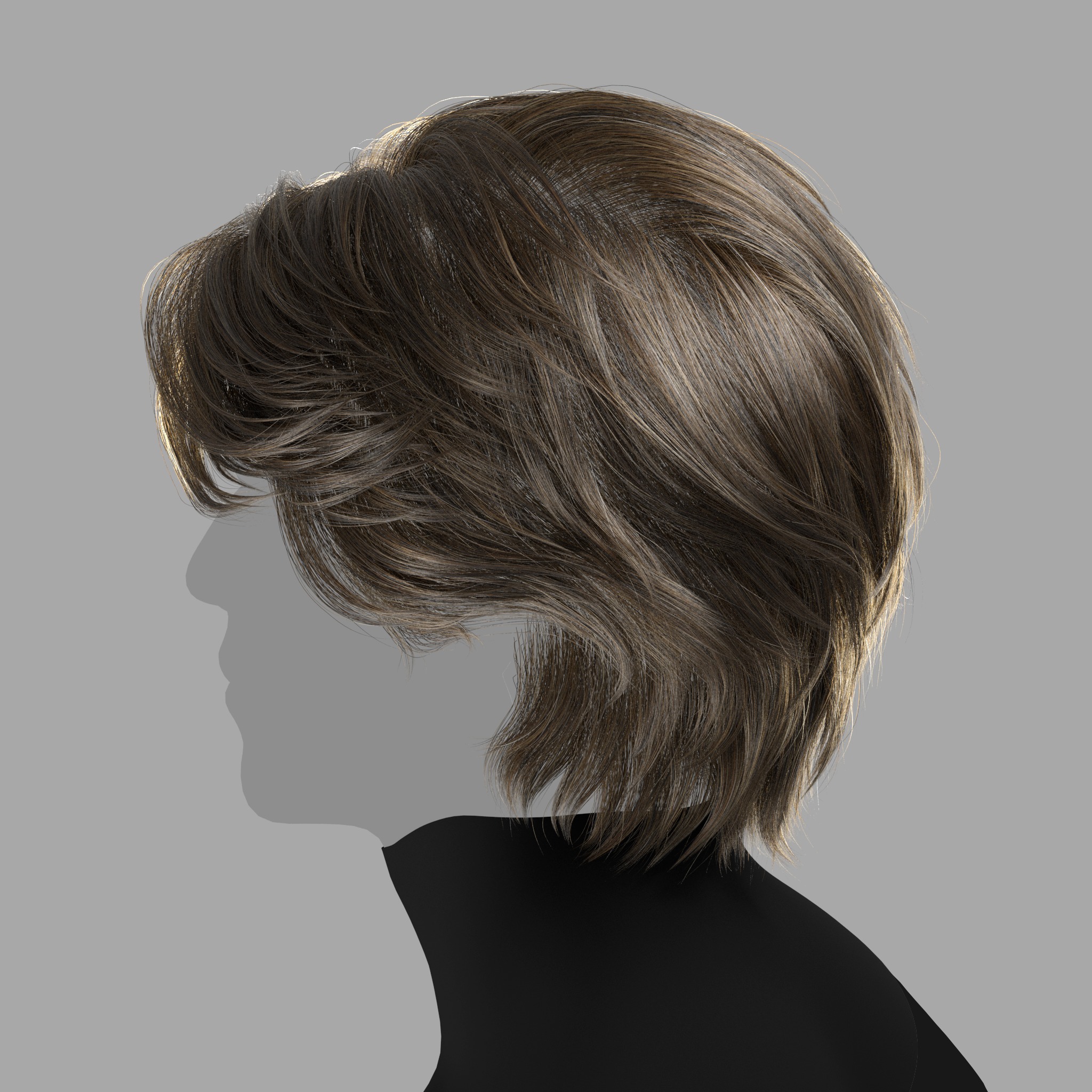 Male Hairstyle XGen maya scene 3D model and FBX 3D model_3