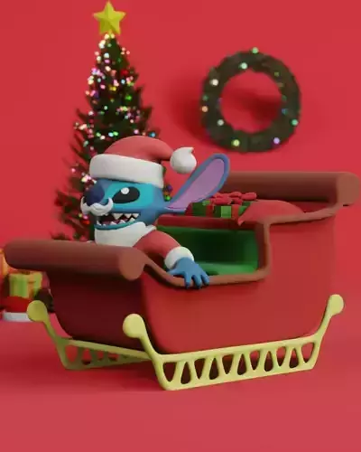 Stitch Sleigh Ride Christmas 3D print model