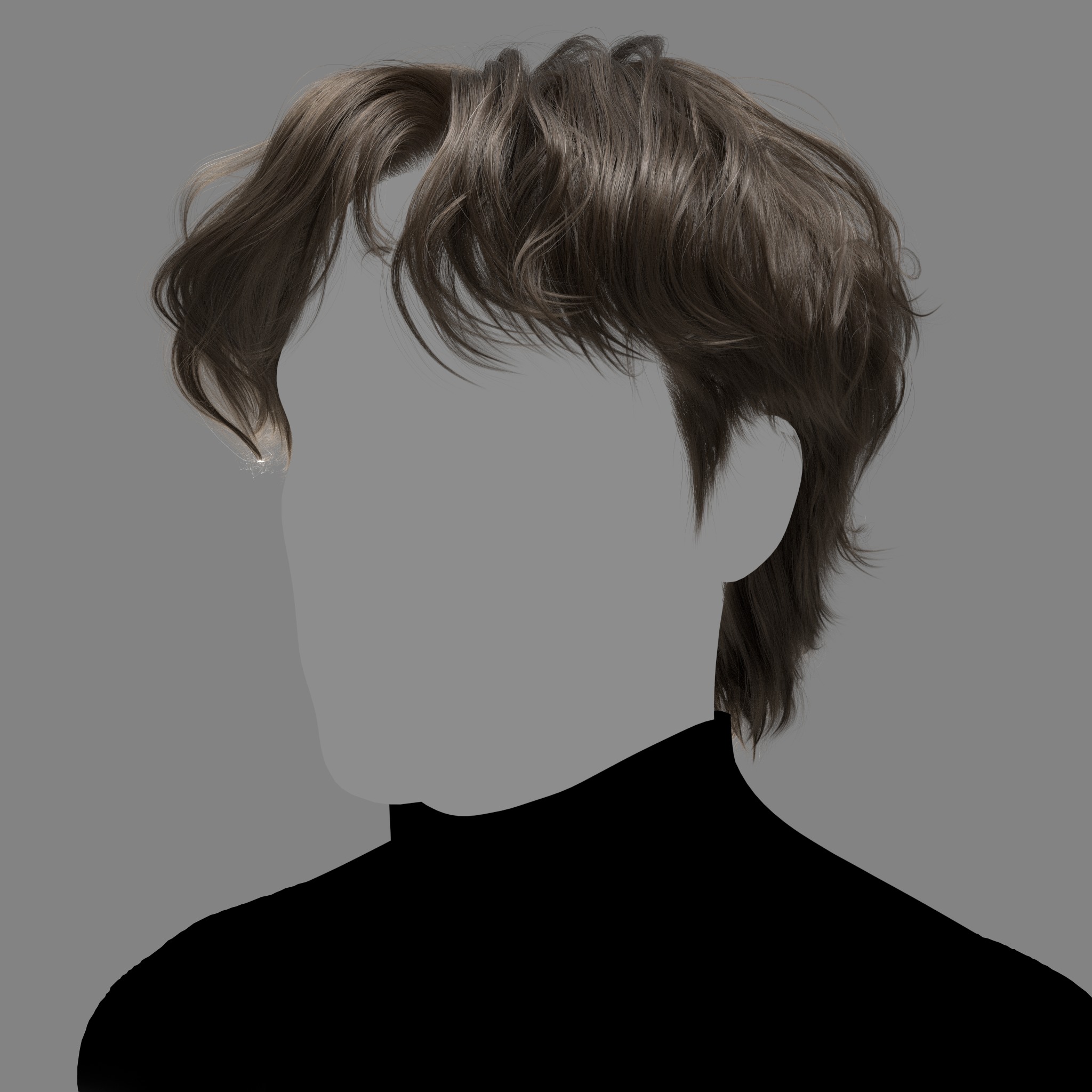 Korean Wavy Mullet XGen maya scene 3D model and abc FBX 3D model_2