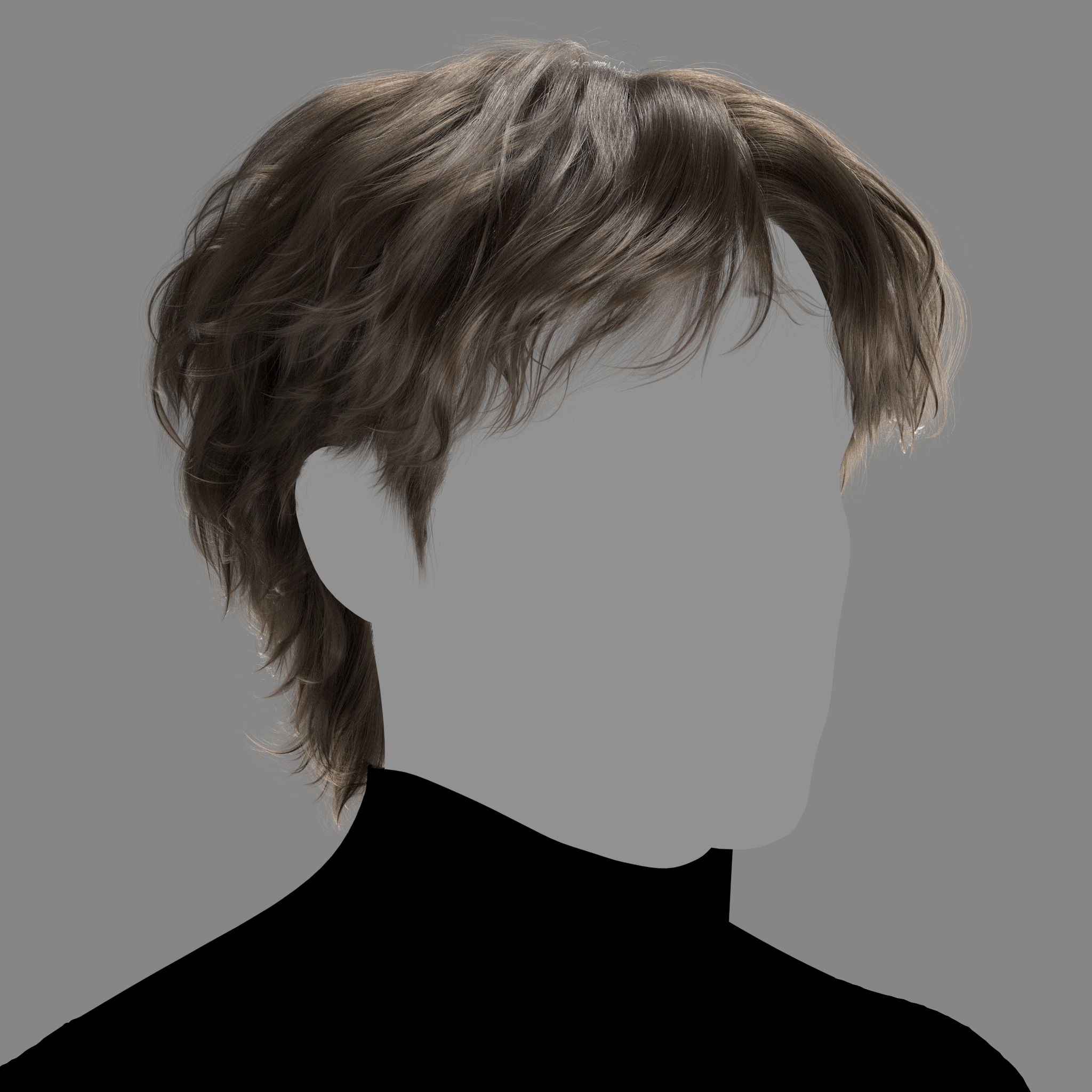 Korean Wavy Mullet XGen maya scene 3D model and abc FBX 3D model_1