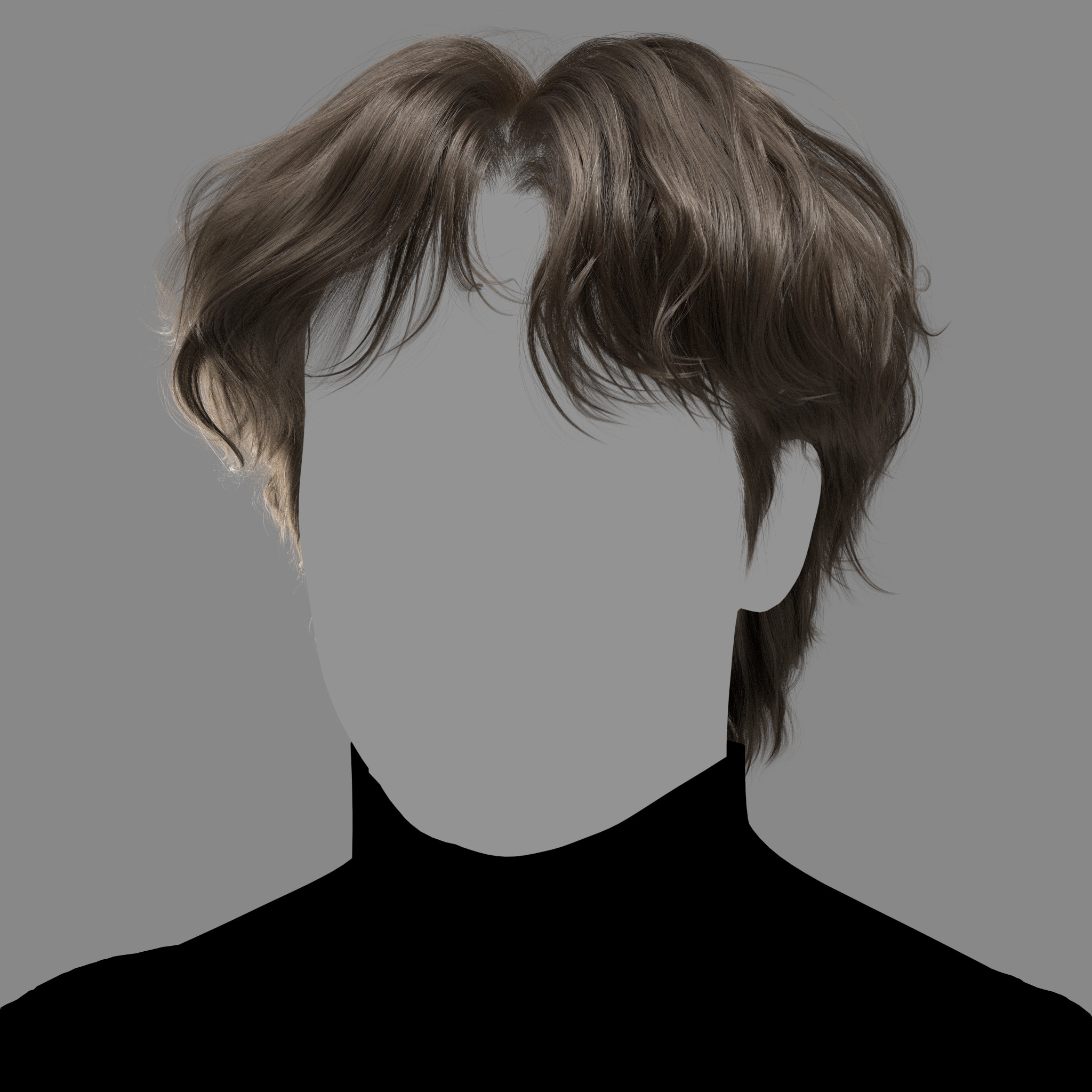 Korean Wavy Mullet XGen maya scene 3D model and abc FBX 3D model_3