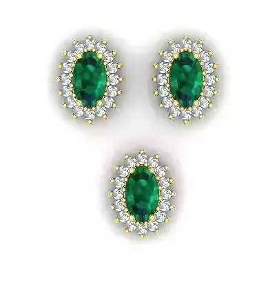 Pendant and earring spectacular Piece drawn in 3D