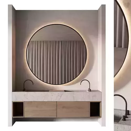 506 bathroom furniture 12 japandi with round mirror