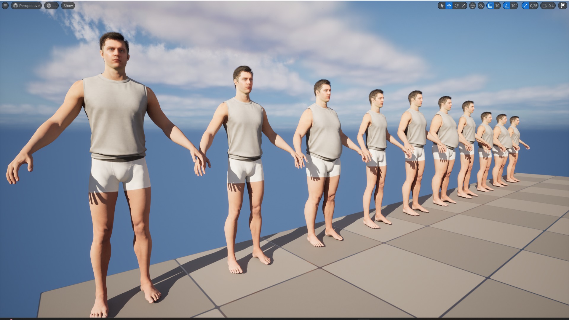 Tshirt 16 - All MH Bodies - UE5 Skeletons - Rigged Low-poly 3D model_12