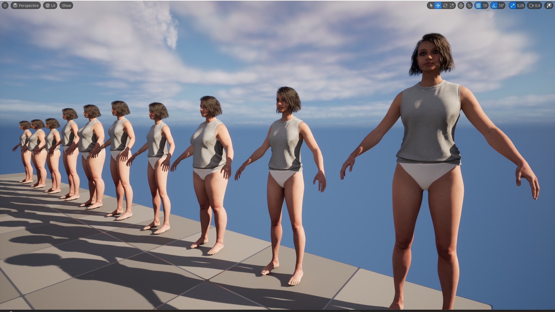 Tshirt 16 - All MH Bodies - UE5 Skeletons - Rigged Low-poly 3D model_13