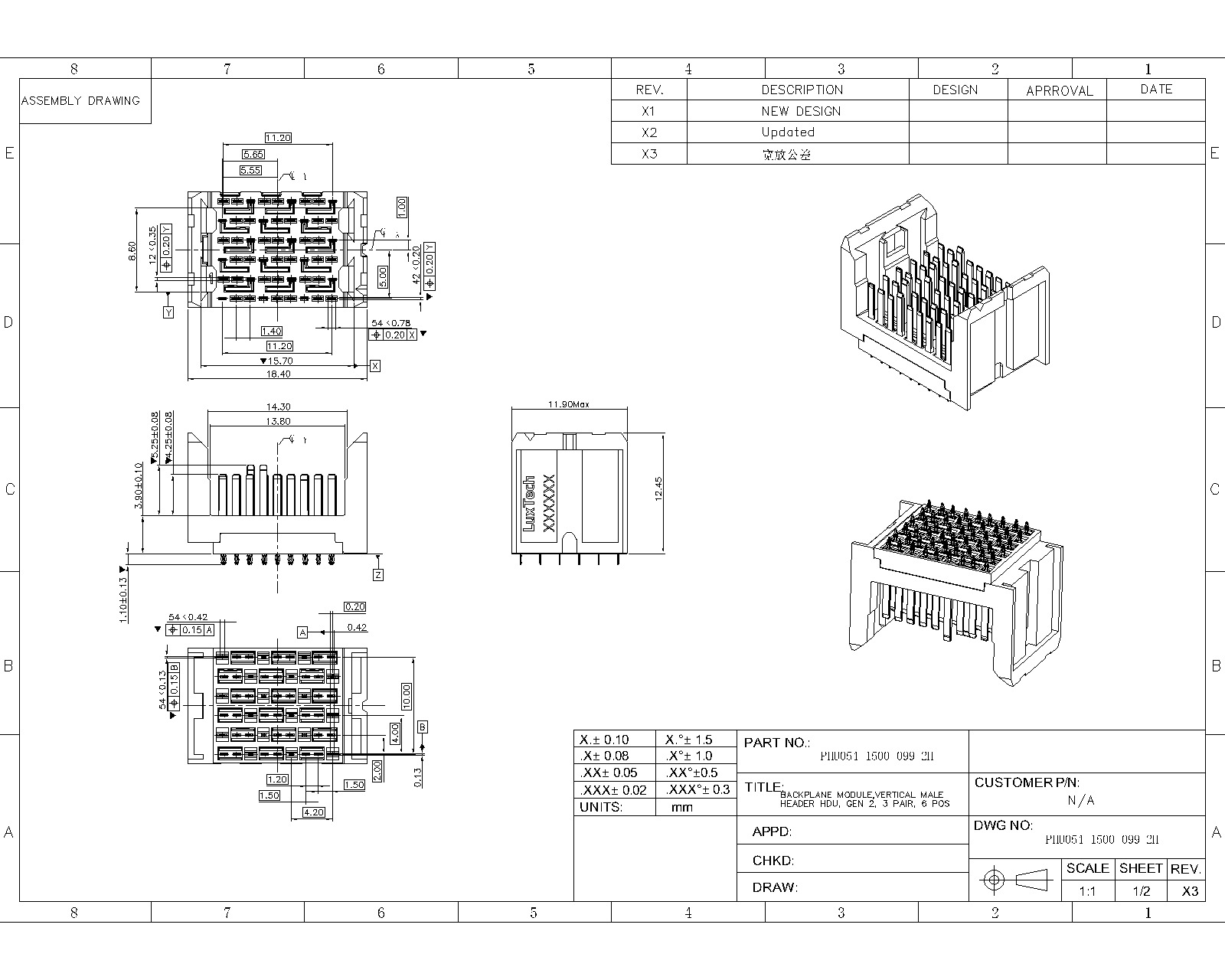 HDU HIGHSPEED BACKPLANE CONNECTOR-MALE 3D model_11