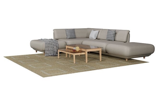Lounge Corner Sofa Low-poly 3D model