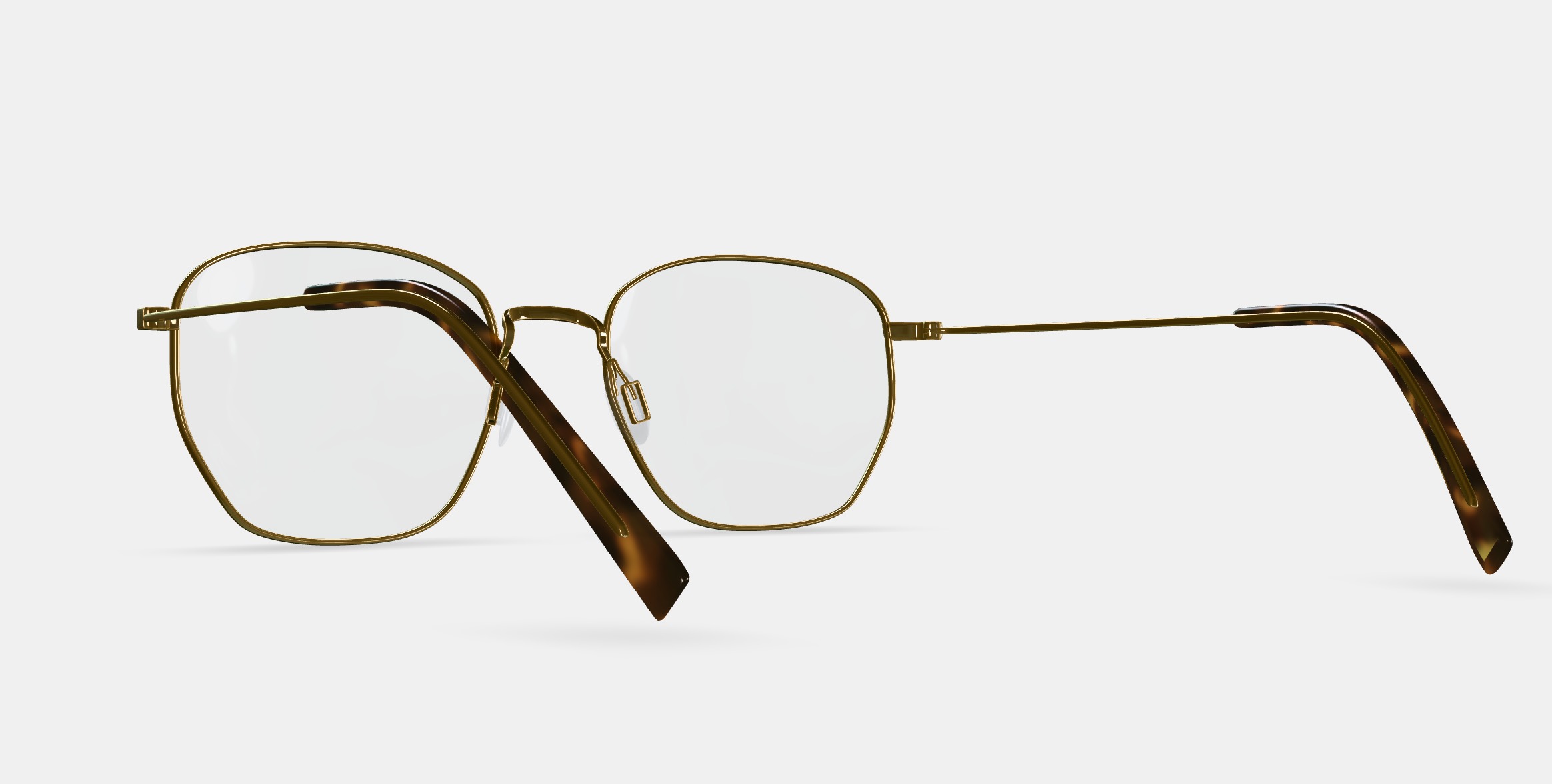Hale Eyeglasses in Polished Gold 3D model_5