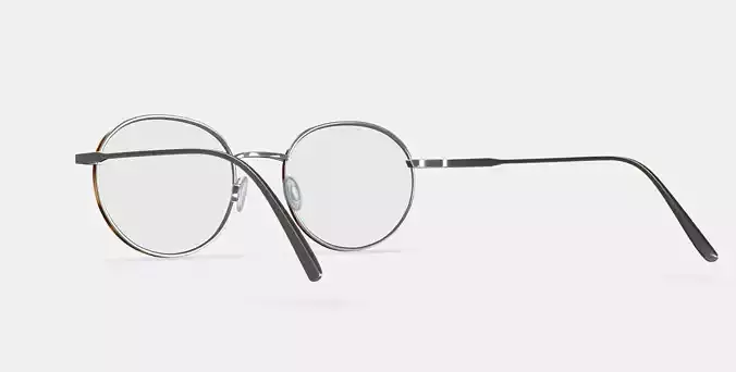 Garrison Eyeglasses in Polished Silver With Oak Barrel