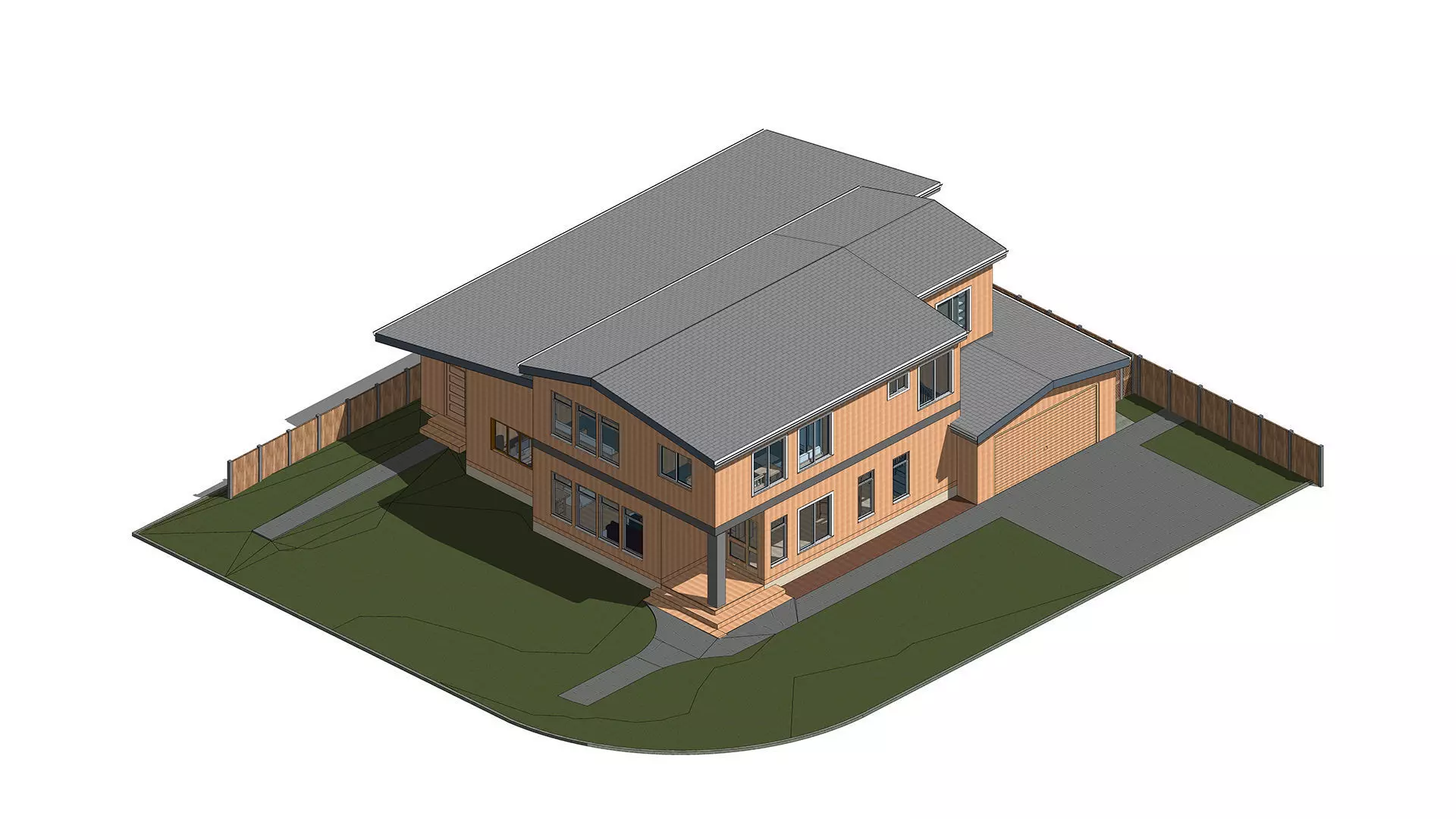 Wooden Bungalow House 3D model_0