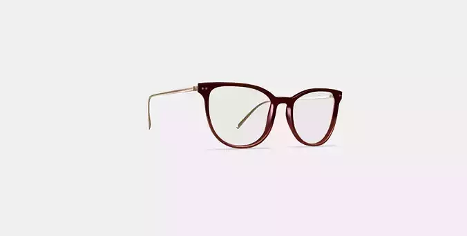 Maren Eyeglasses in Mulberry Tortoise Fade with Polished Gold 3D model