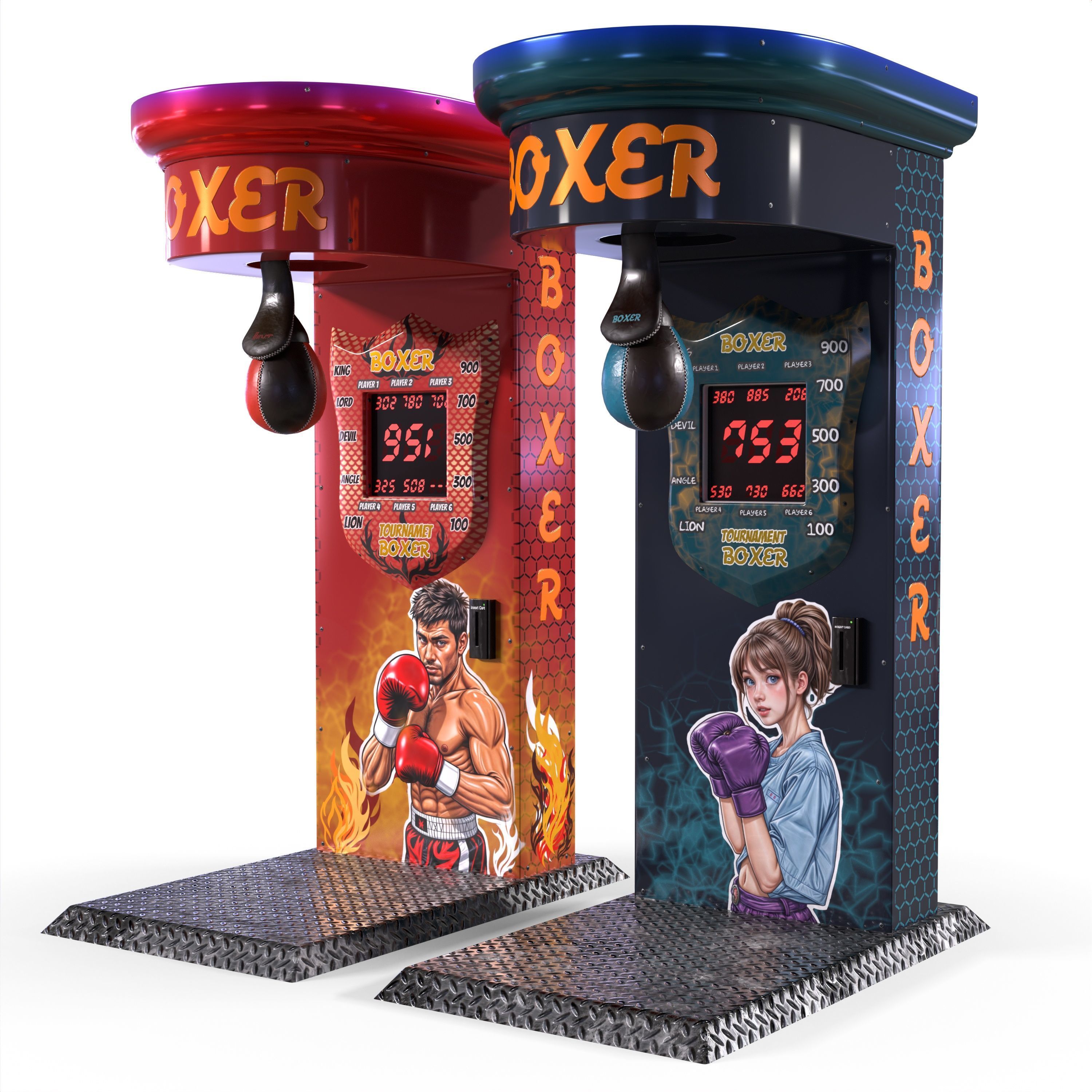 arcade boxing machine Low-poly 3D model_3