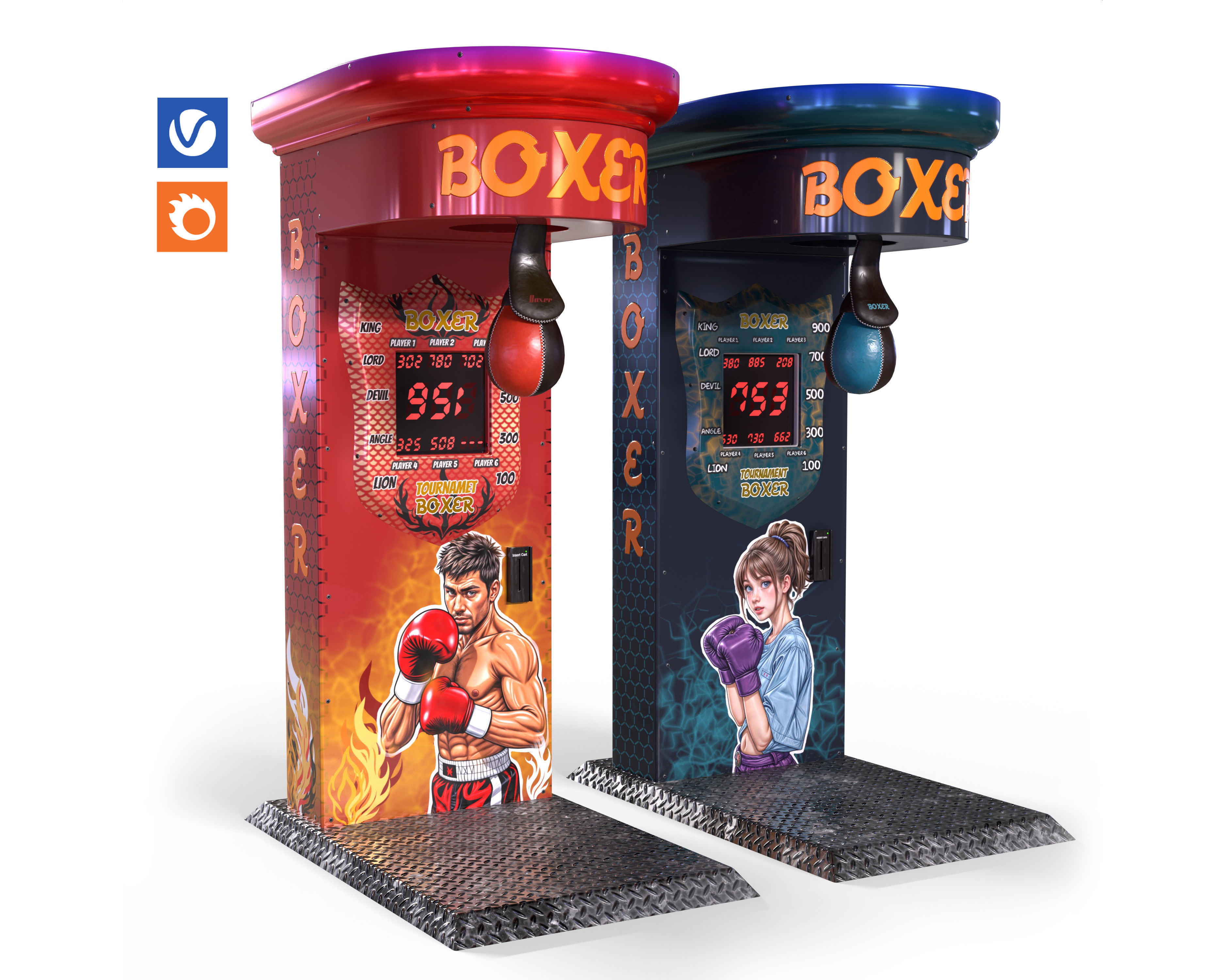 arcade boxing machine Low-poly 3D model_4