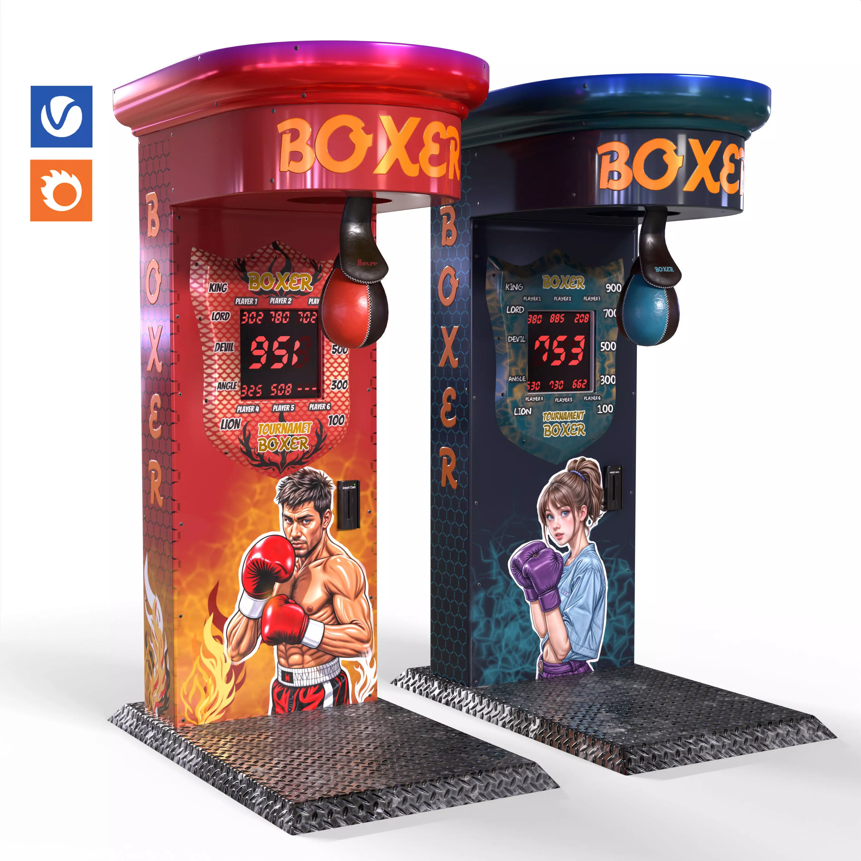 arcade boxing machine Low-poly 3D model_0