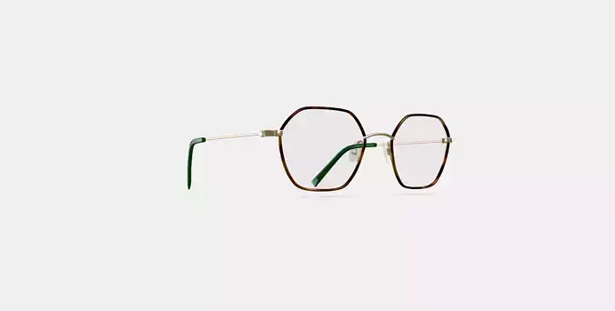 Murrow Eyeglasses in Oak Barrel with Polished Gold 3D model