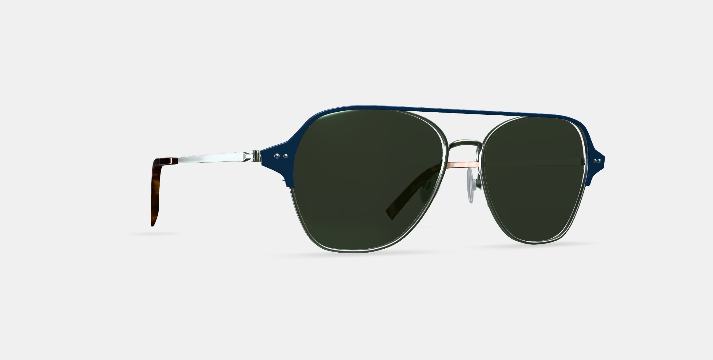 Corson Sunglasses in Polished Silver with Deep Teal 3D model_9