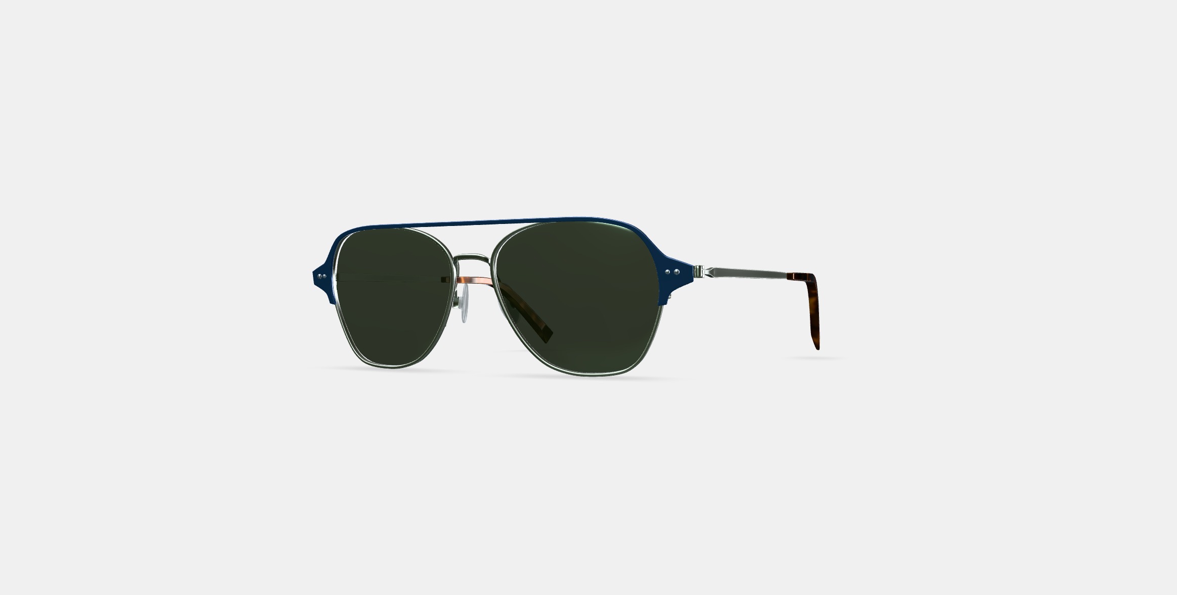 Corson Sunglasses in Polished Silver with Deep Teal 3D model_12