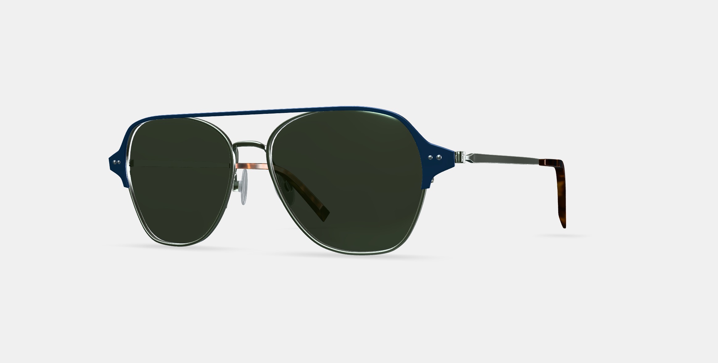 Corson Sunglasses in Polished Silver with Deep Teal 3D model_13