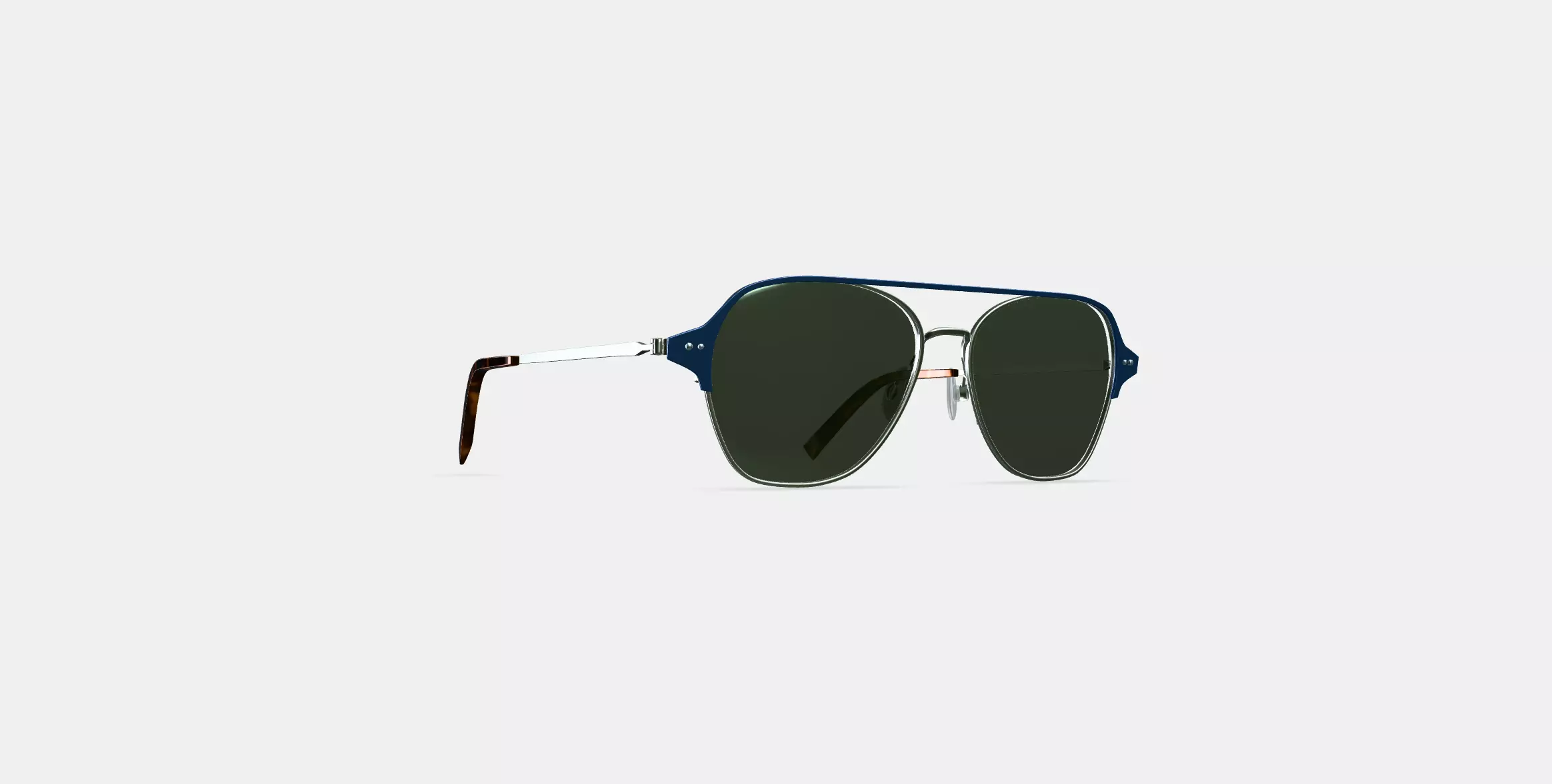 Corson Sunglasses in Polished Silver with Deep Teal 3D model_0