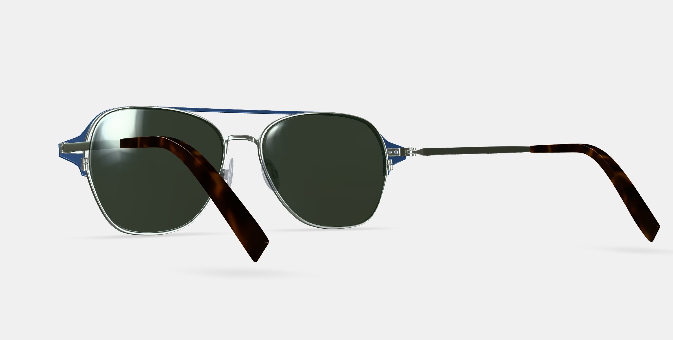 Corson Sunglasses in Polished Silver with Deep Teal 3D model_2