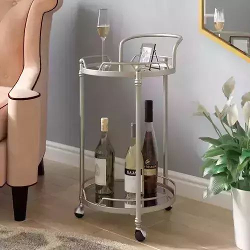 Shadwell Round Mirror Bar Cart