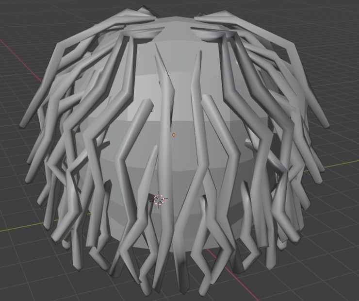 Messy Curly Twist Dreads Low-poly 3D model_4