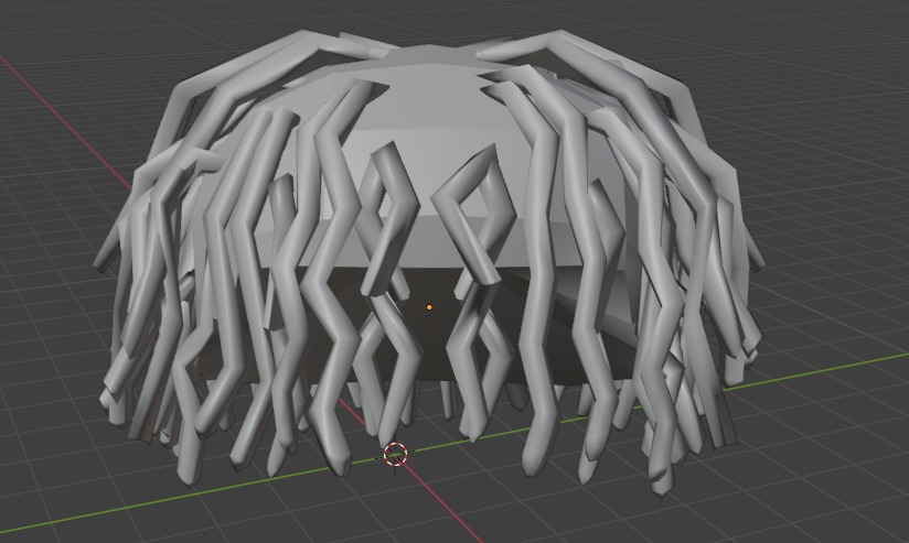 Messy Curly Twist Dreads Low-poly 3D model_2