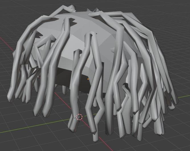 Messy Curly Twist Dreads Low-poly 3D model_3