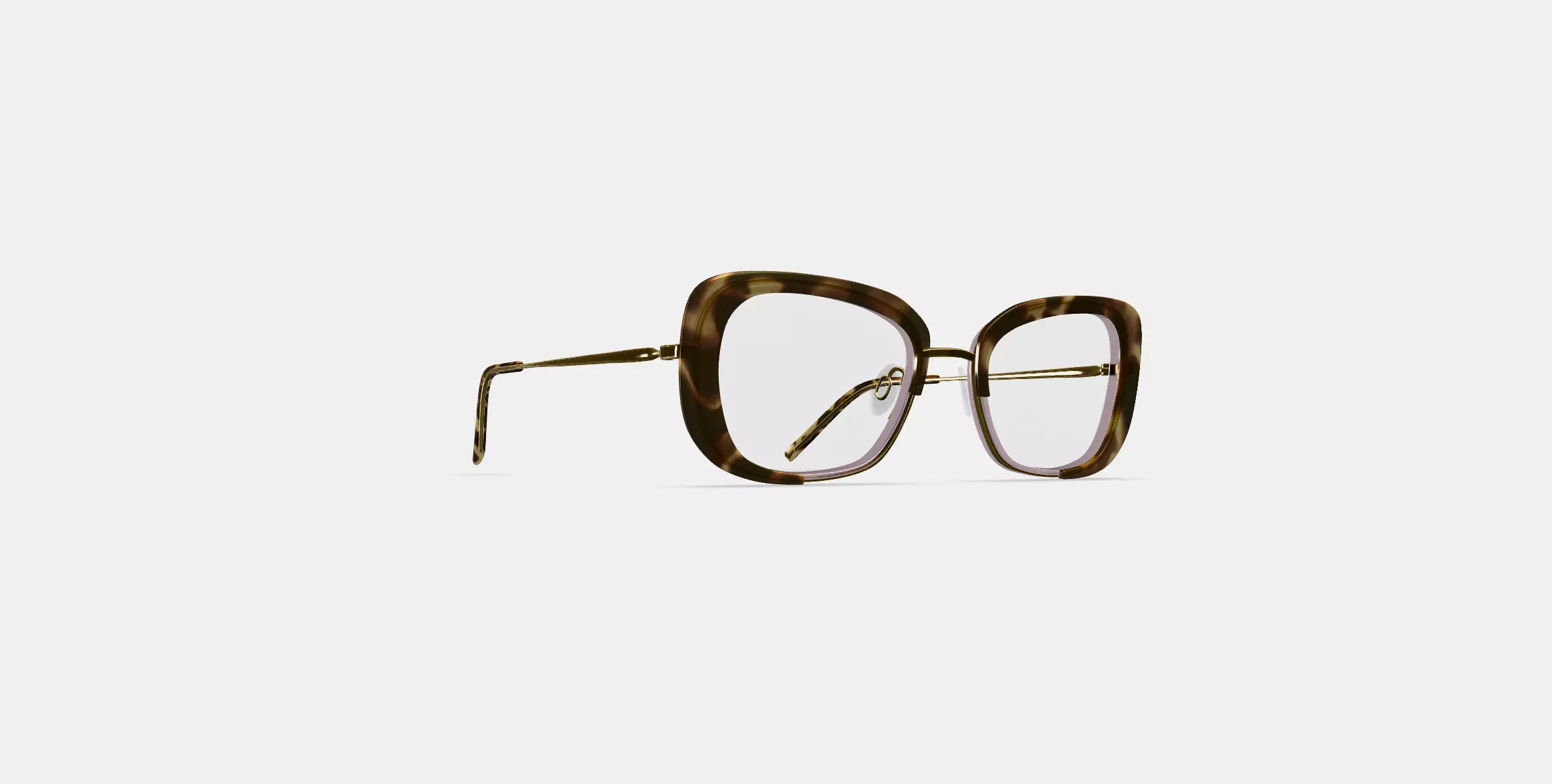 Halima Eyeglasses in Layered Taro Tortoise with Polished Gold 3D model_0