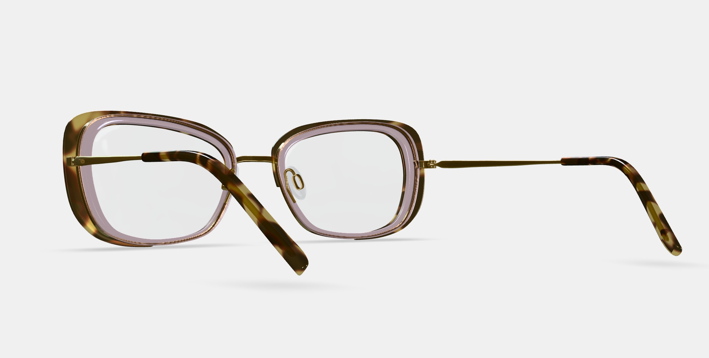 Halima Eyeglasses in Layered Taro Tortoise with Polished Gold 3D model_2