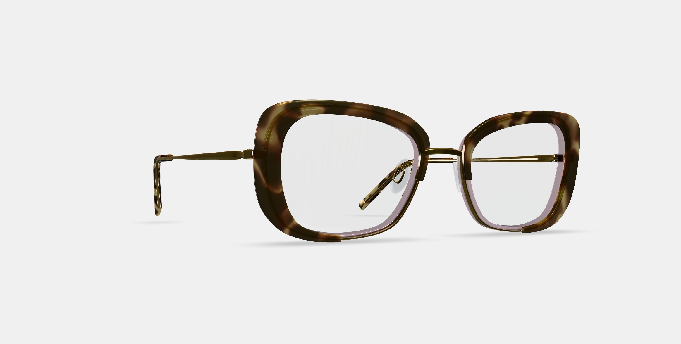 Halima Eyeglasses in Layered Taro Tortoise with Polished Gold 3D model_9