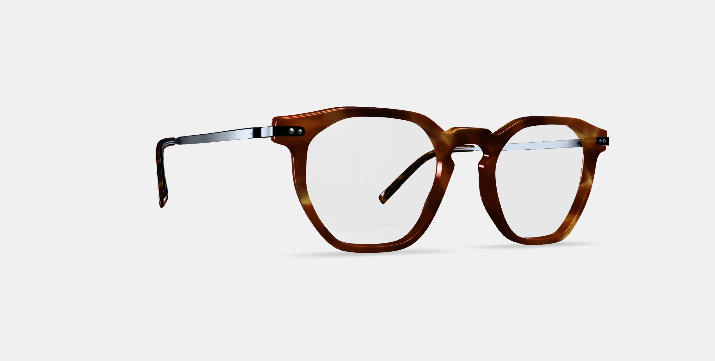 Rustin Eyeglasses in Root Beer with Brushed Ink 3D model_9