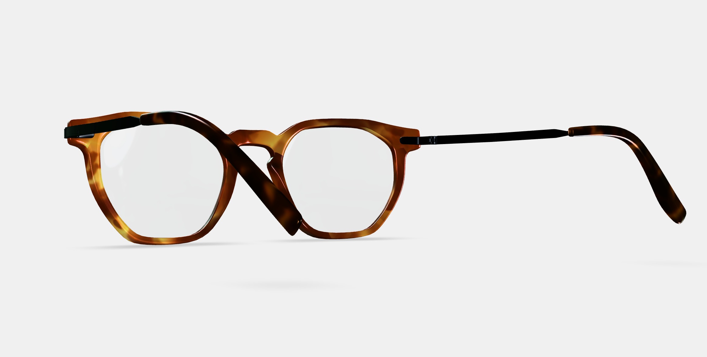 Rustin Eyeglasses in Root Beer with Brushed Ink 3D model_3