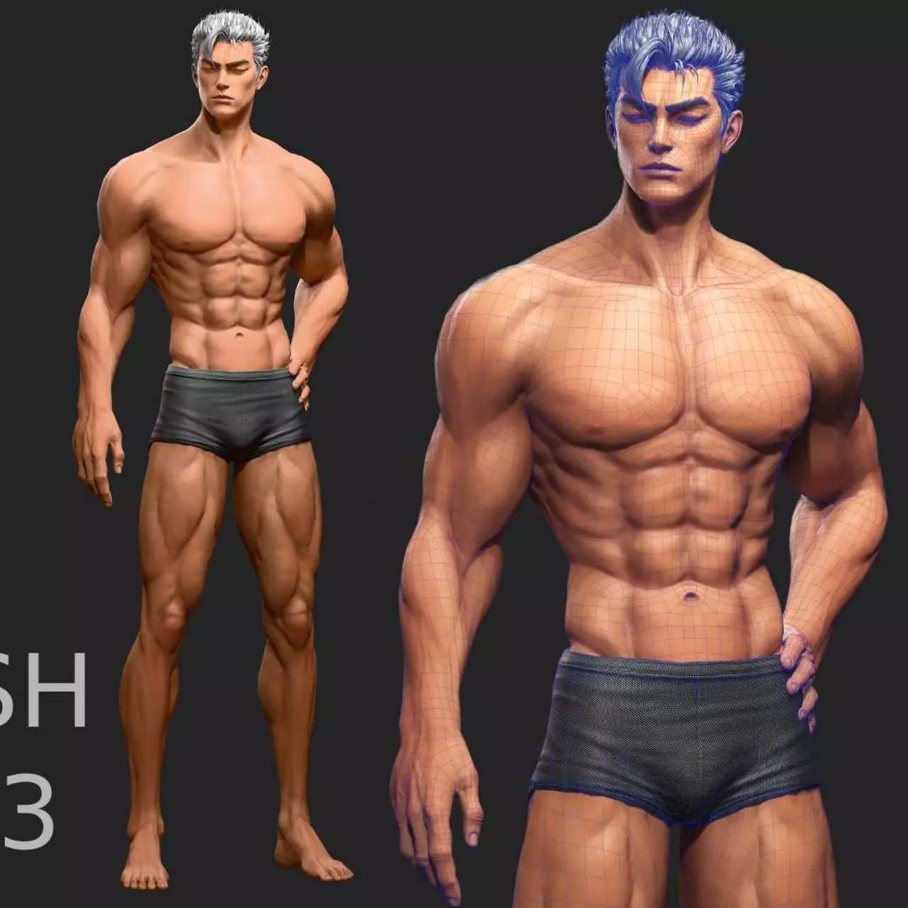 3D Male Body base-mesh 3D model_0