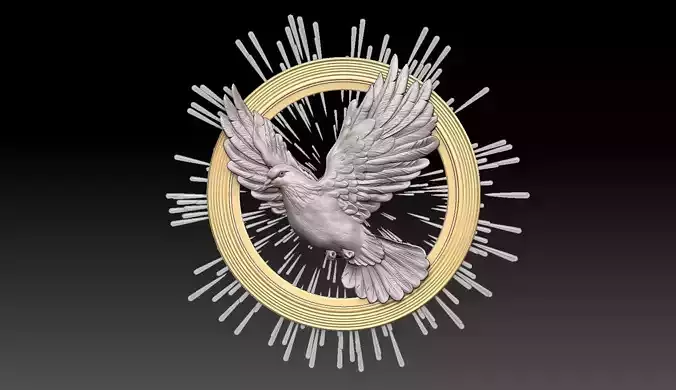 dove pigeon bas relief  3D print model