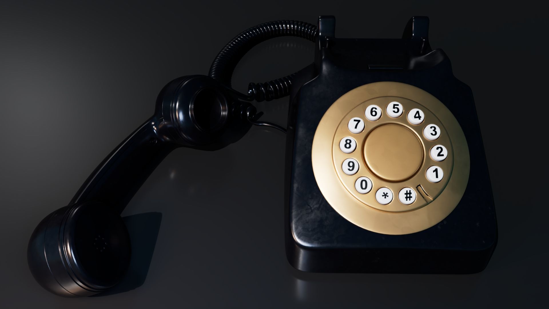 Retro Telephone Low-poly 3D model_2