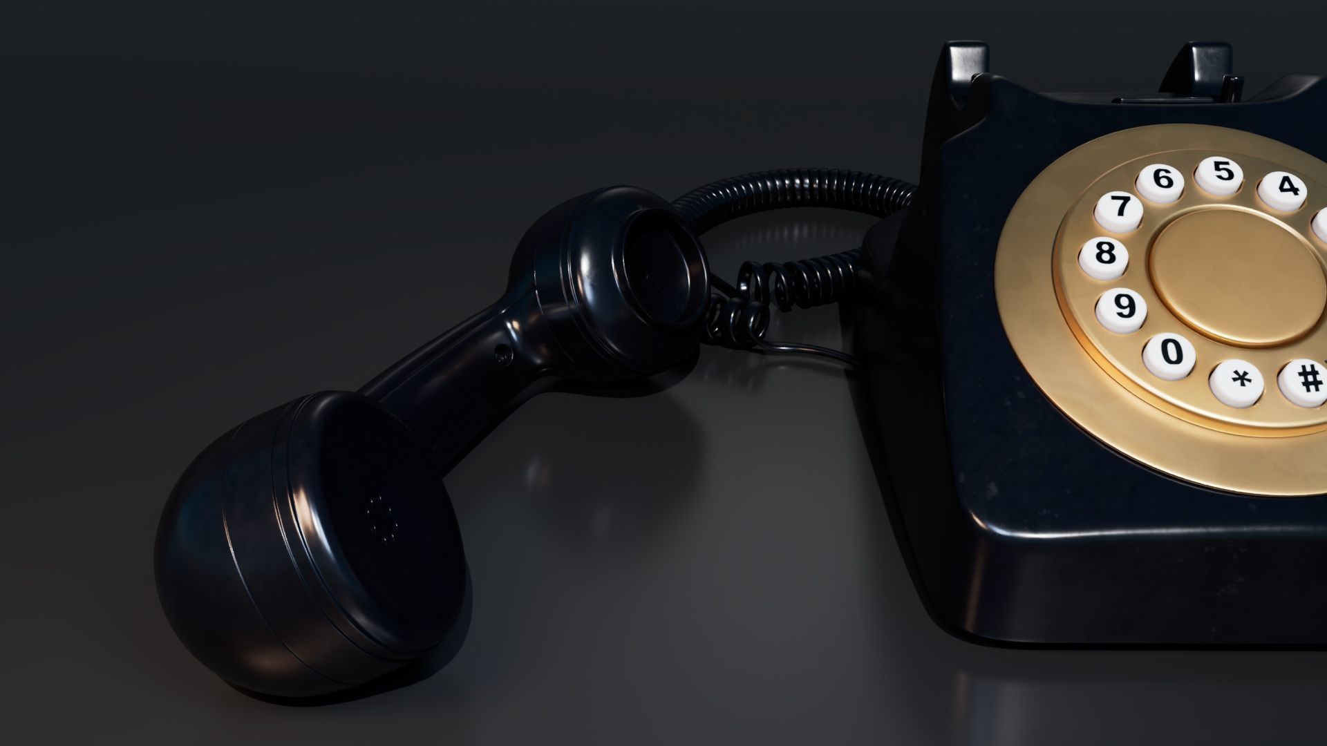 Retro Telephone Low-poly 3D model_3