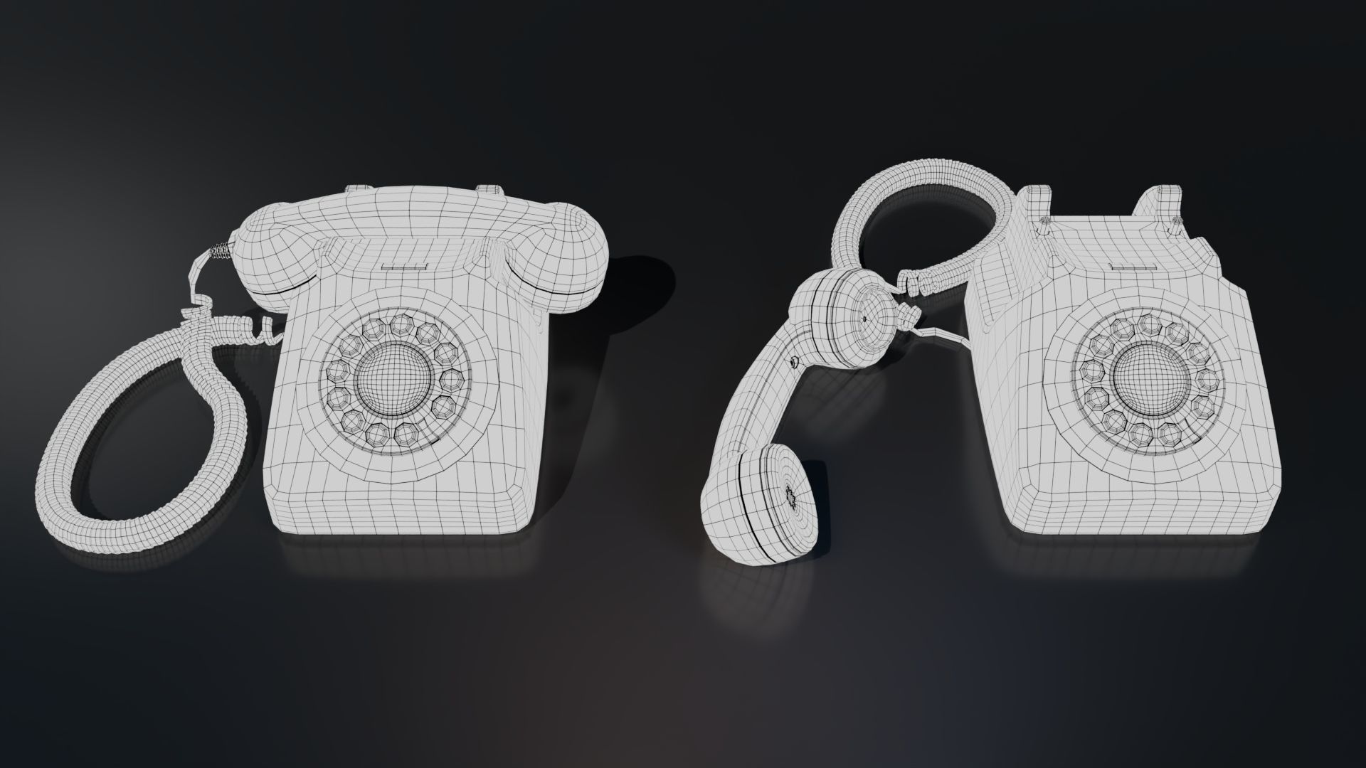 Retro Telephone Low-poly 3D model_7