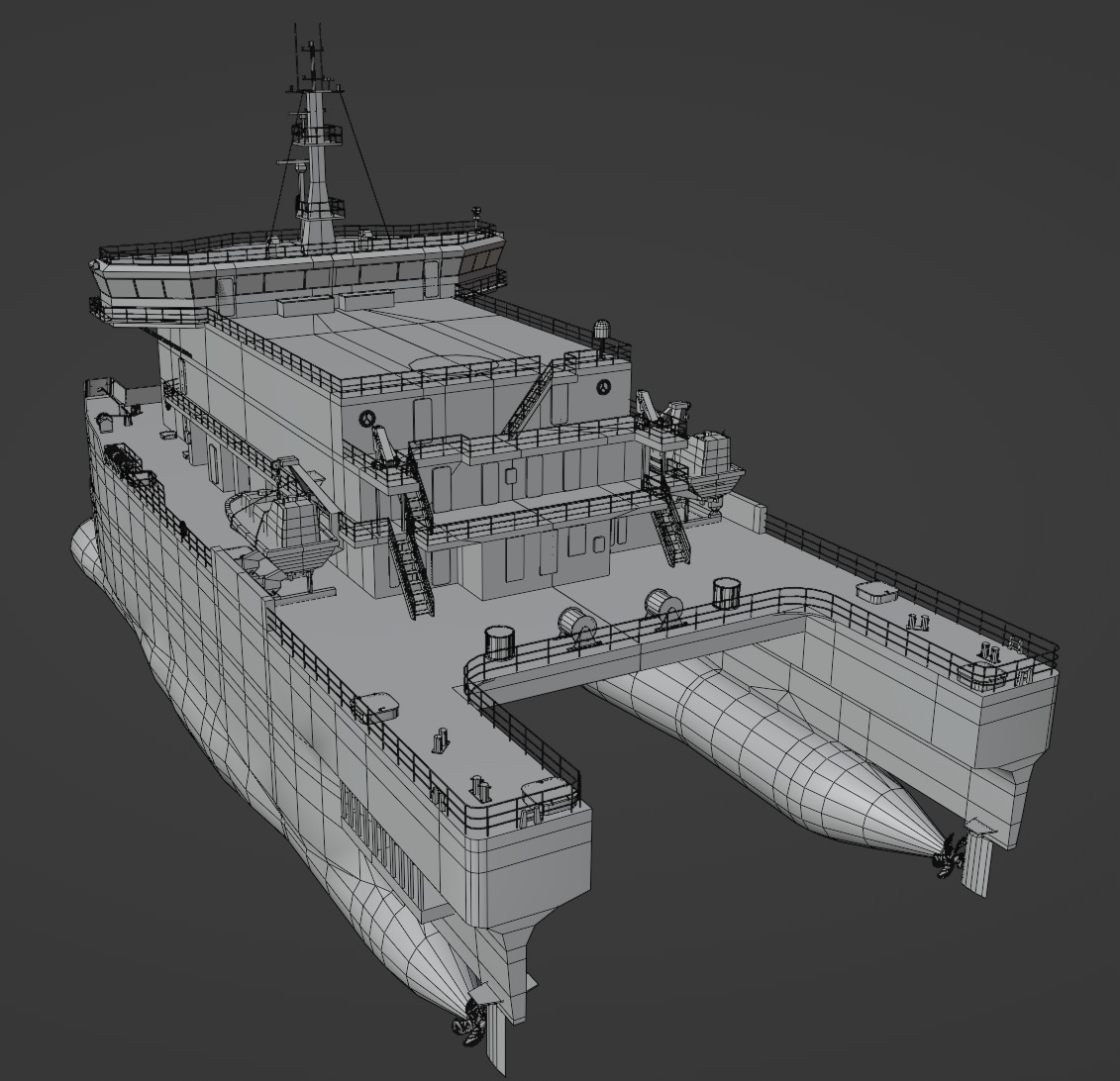 Elbe pilot station vessel 3D Low-poly 3D model_5