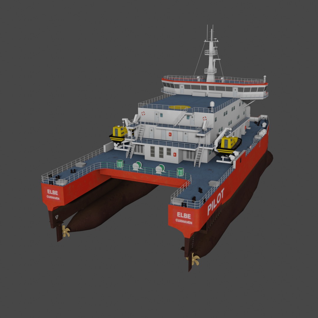 Elbe pilot station vessel 3D Low-poly 3D model_8