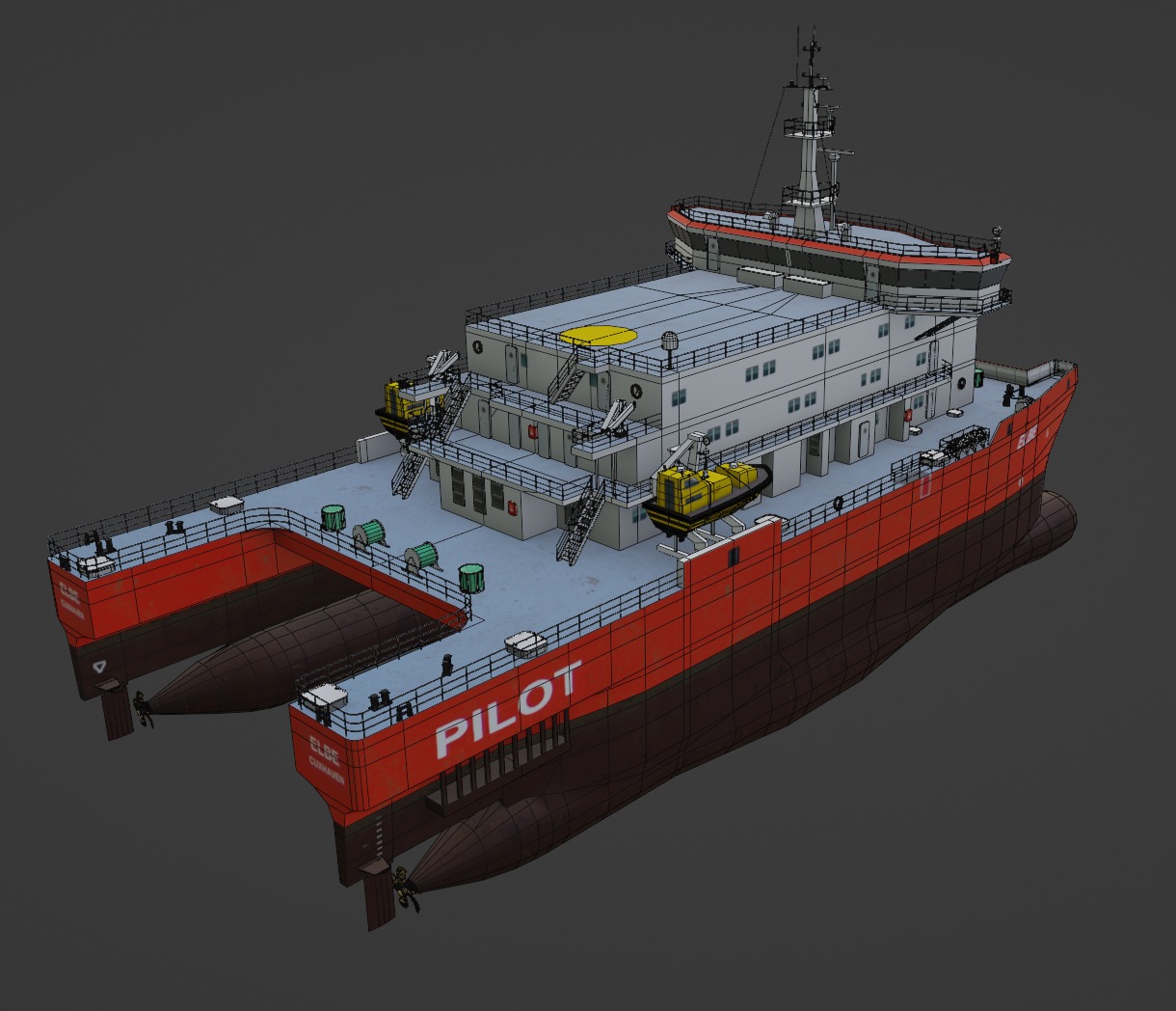 Elbe pilot station vessel 3D Low-poly 3D model_4
