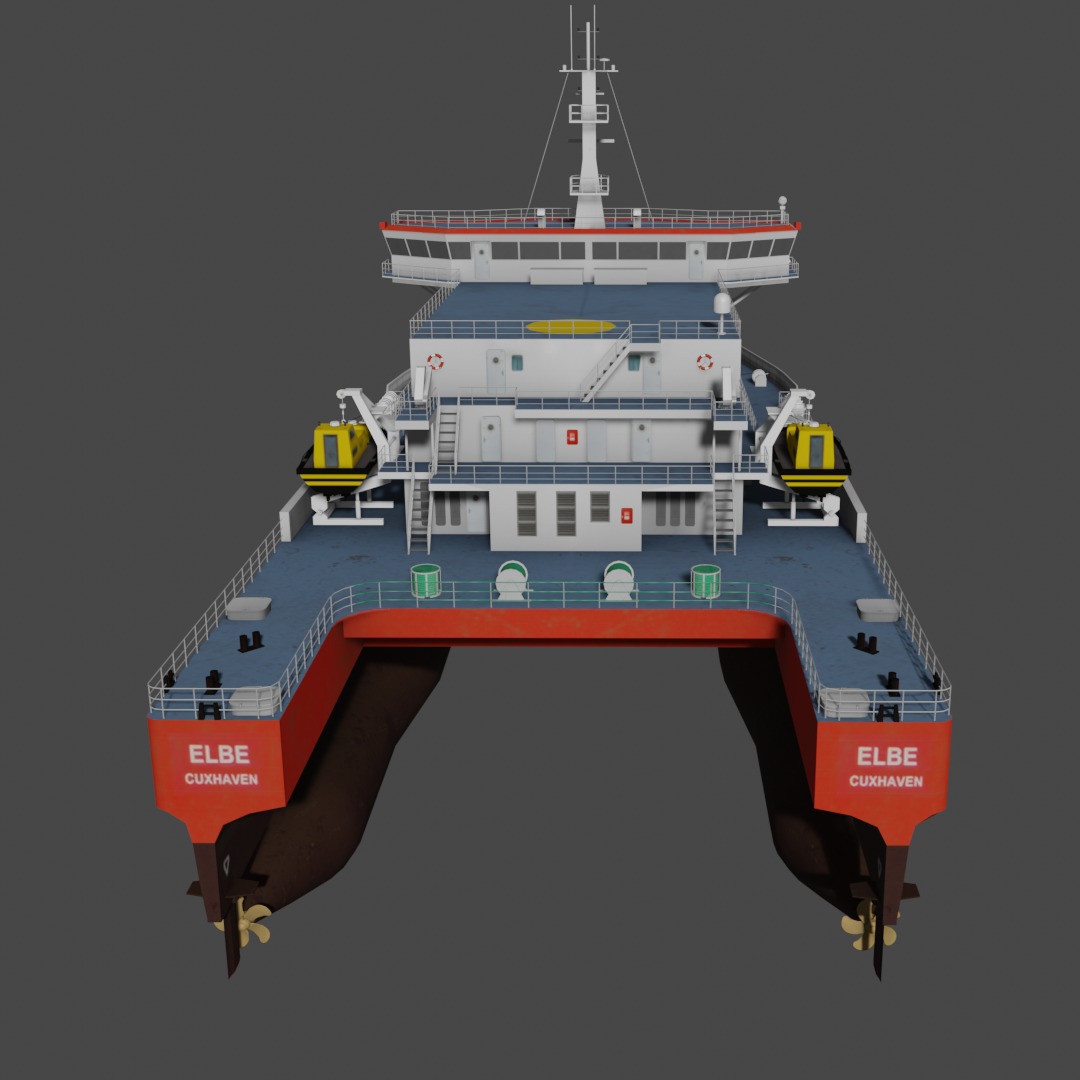 Elbe pilot station vessel 3D Low-poly 3D model_10