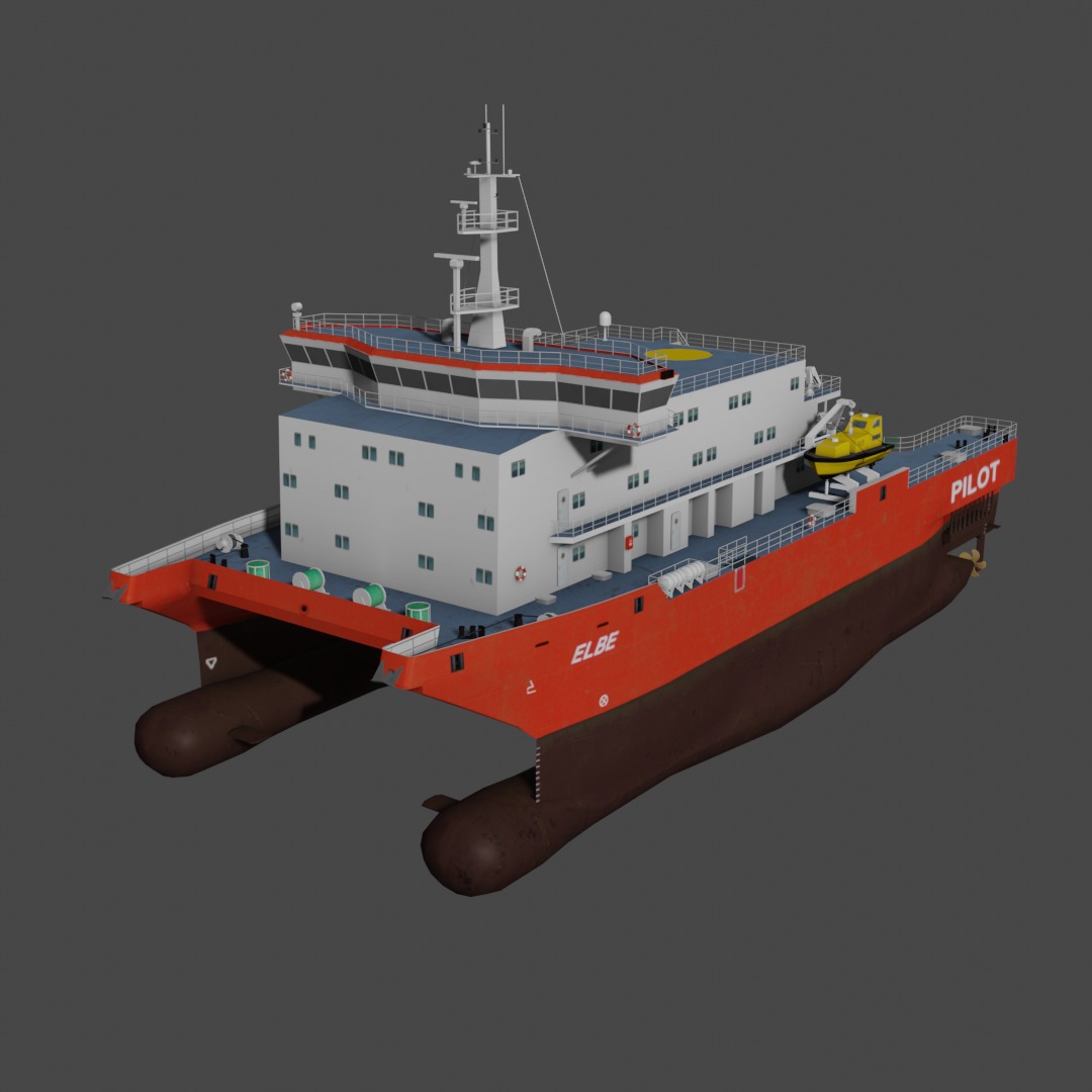 Elbe pilot station vessel 3D Low-poly 3D model_11