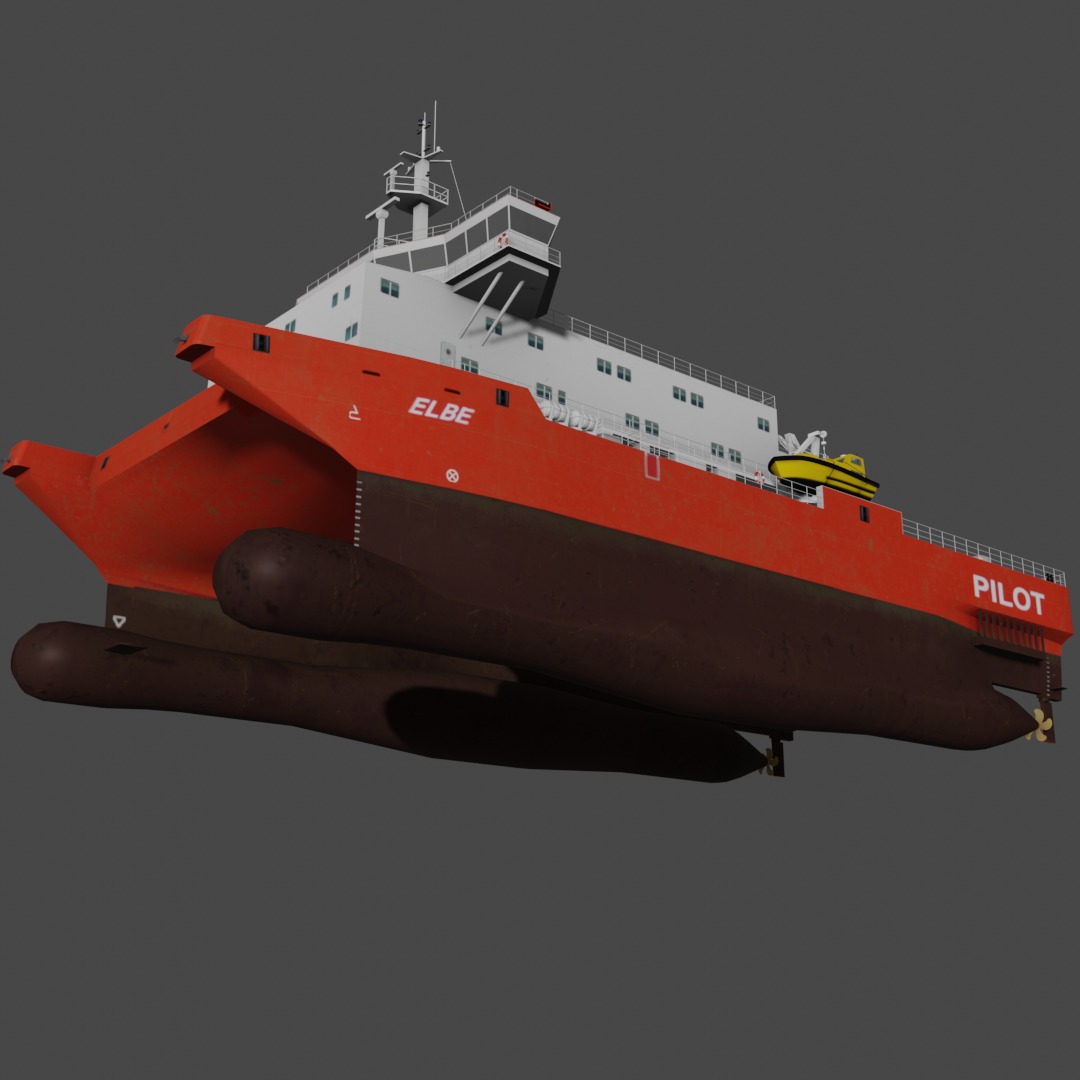 Elbe pilot station vessel 3D Low-poly 3D model_13