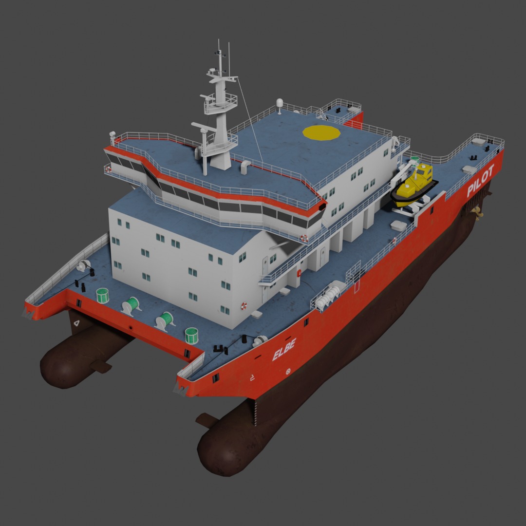 Elbe pilot station vessel 3D Low-poly 3D model_1