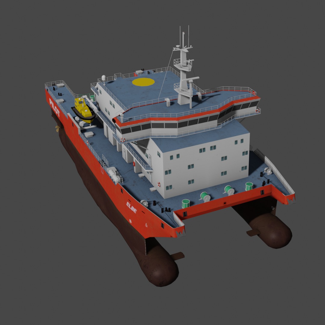 Elbe pilot station vessel 3D Low-poly 3D model_6