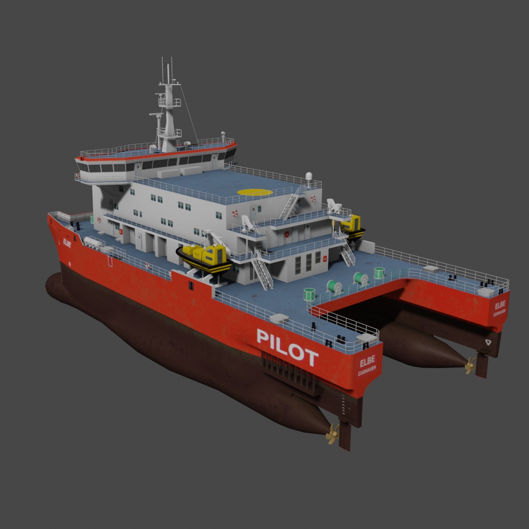 Elbe pilot station vessel 3D Low-poly 3D model_9