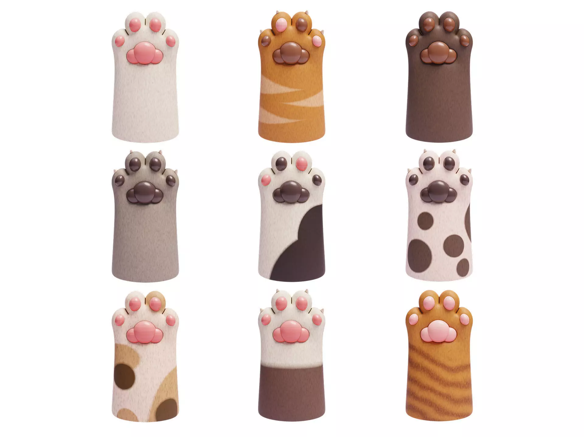 Cute Stylized Cat Paws 3D model