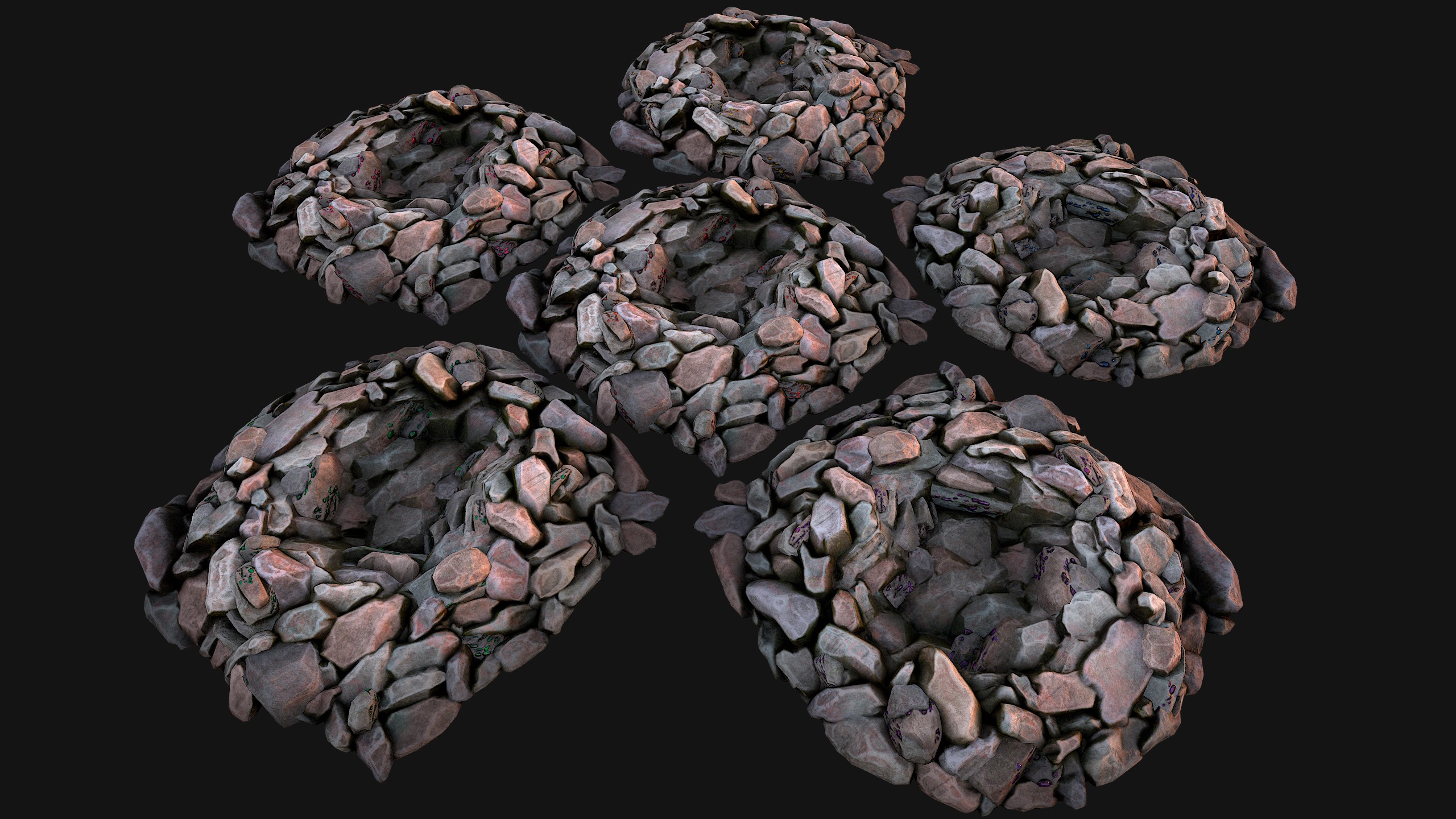 Gemstone Deposits Mine Gem Set Low-poly 3D model_11